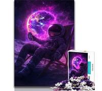 Puzzles d'astronautes Assis sur la Lune pour Adultes, 1 000 pièces, pour Tuer Le Temps en Vacances avec des pièces de Formes aléatoires entièrement emboîtables (50x75cm)