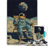 Puzzles d'astronautes Assis sur la Lune pour Adultes 1000 pièces, Jeu éducatif Amusant et Humoristique pour Anniversaire (38x26cm)