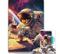 Puzzles d'astronautes Buvant du café 1000 pièces pour Adolescents, Vacances à la Maison, tuez Le Temps ! Chaque pièce est Unique - Jeu Familial Stimulant et Amusant (38 x 26 cm)