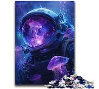 Puzzles d'astronautes et de méduses pour Adolescents, 1000 pièces, Difficiles à compléter, mais Amusants et Humoristiques, avec Une Affiche et Une fiche de Questions-réponses Assorties (38x52cm)