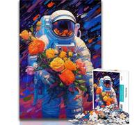 Puzzles d'astronautes Fleuris 1000 pièces pour Adolescents, pour Tuer Le Temps en Vacances, Chaque pièce est Unique - Jeu Familial Stimulant et Amusant (38x26cm)