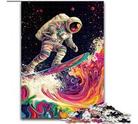 Puzzles d'astronautes surfeurs spatiaux pour Adultes 1000 pièces, Jeux éducatifs à Faire soi-même avec Affiche et fiche de Questions Assorties (14 Ans et Plus) (26x38cm)