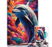 Puzzles Dauphins colorés 2000 pièces pour Adolescents, Difficiles à réaliser, mais Amusants et Humoristiques, Cadeau d'anniversaire, décoration Murale 70x100cm