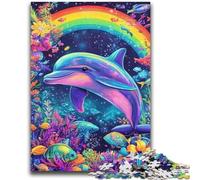 Puzzles Dauphins Magiques Colorés 1000 Pièces pour Adultes, Cadeaux, Séjour Tue Le Temps, Chaque Pièce Est Unique - Jeu Familial Amusant et Défi (38x52cm)