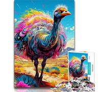 Puzzles d'autruches animaliers 1000 pièces pour Adolescents, Anti-Stress, Vacances à la Maison, avec Affiche et fiche de Questions Assorties (75x50cm)