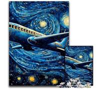 Puzzles d'avions Ciel étoilé 1000 pièces pour Adultes Puzzles impossibles pour Adultes Jeu Familial interactif, Décoration d'intérieur DIY, Cadeau Casse-tête 26x38cm/10,23x14,96 Pouces