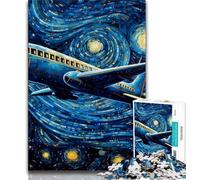 Puzzles d'avions Ciel étoilé pour Adultes 1000 Puzzles, Jeu Familial Anti-Stress, défi Difficile, Cadeaux du Père Noël Secret 38x26cm