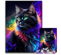 Puzzles de 1 000 pièces : Chat Noir Mystique, pour Adultes, Casse-tête Stimulant pour Adolescents, soirée de Jeux en Famille Amusante, 26x38cm/10,23x14,96 Pouces