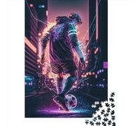 Puzzles de 1 000 pièces de footballeurs néon, pour Adultes et Enfants, Jeux éducatifs en Bois (75 x 50 cm).