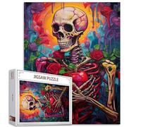 Puzzles de 1 000 pièces de squelettes de fleurs pour adultes, puzzle de 1 000 pièces d'anatomie du corps humain d'horreur, jouet éducatif pour défi de fête d'anniversaire et décoration de maison