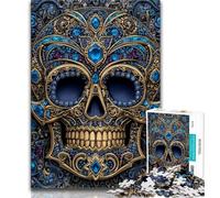 Puzzles de 1 000 pièces en Forme de tête de Mort en Diamant pour Adolescents, Jeux d'activités familiales stimulants, Jouets de Bricolage pour décoration Murale de la Maison (50x75cm)