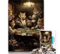 Puzzles de 1 000 pièces pour Adolescents, Chats Jouant au Poker Stimulez Votre Cerveau Jouets addictifs pour cultiver la Patience Jeu de défi Unique 50x75cm