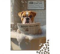 Puzzles de 1 000 pièces pour Adultes, Motif Chien lisant Un Journal, pour Une soirée Jeux en Famille (75 x 50 cm).