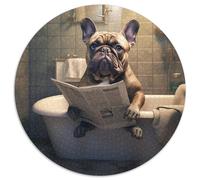 Puzzles de 1 000 pièces pour Adultes,thème Bouledogue français lisant Un Journal. Puzzles pour Adultes,Casse-tête Stimulant,activité familiale,décoration intérieure,Cadeau de Vacances,67,5 x 67,5 cm.