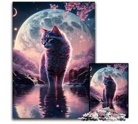 Puzzles de 1 000 pièces pour Adultes, thème Conte de fées et Chat au Clair de Lune. Un Casse-tête Stimulant pour Les Adolescents, Une soirée de Jeux en Famille Amusante 26x38cm/10,23x14,96 Pouces.