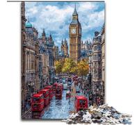 Puzzles de 1 000 pièces représentant des scènes de Rue de Londres pour Adolescents, Jeu Stimulant et Familial avec Affiche et fiche de Questions-réponses Assorties 26x38cm
