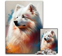 Puzzles de 1 000 pièces représentant Un Chien Samoyède pour Adultes, Parfaits pour s'amuser en Famille à Noël, Thanksgiving, Les Anniversaires et Pâques 50x75cm/19,68x29,52 Pouces
