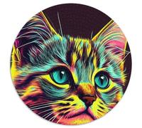 Puzzles de 1 000 pièces représentant Un Visage d'animal en Pop Art. Puzzle Rond de 1 000 pièces, Jeu pour Adultes, activité Interactive familiale, 67,5 x 67,5 cm.