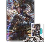 Puzzles de 1 000 pièces représentant Une guerrière Ninja Japonaise pour Adultes et Adolescents,idéal pour Les Vacances à la Maison,Anti-Stress et pour Tuer Le Temps,avec Affiche et fiche de