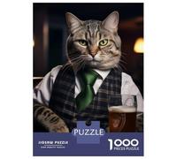 Puzzles De 1000 Pièces American Shorthair Cat Pub Puzzle Adulte Jeu Manuel Une Œuvre d'art Cadeaux Uniques pour Anniversaire Et Noël 70x50cm/1000pcs
