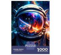 Puzzles De 1000 Pièces Astronaut Helmet Space Puzzles pour Adultes, Jeux Familiaux Amusants Et Humoristiques, Cadeaux d'anniversaire Et De Noël Uniques 38x26cm/1000pcs