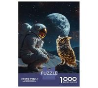 Puzzles De 1000 Pièces - Astronaut Meets Cosmic Owl Puzzle Casse-tête, Jeu De Réflexion, Décoration Murale, Idéal comme Cadeau pour Toute La Famille 38x26cm/1000pcs