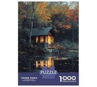 Puzzles De 1000 Pièces Autumn Cabin by The Lake Puzzles pour Adultes - Jeu Familial Amusant, Difficile Et Stimulant - Jeu Éducatif Familial 70x50cm/1000pcs