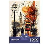 Puzzles De 1000 Pièces - Autumn Evening in London A Rainy Cityscape Puzzle Casse-tête, Jeu De Réflexion, Décoration Murale, Idéal comme Cadeau pour Toute La Famille 52x38cm/1000pcs