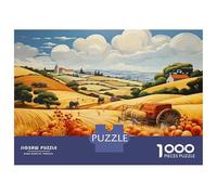 Puzzles De 1000 Pièces - Autumn Harvest Scene with Wagons Puzzle Casse-tête, Jeu De Réflexion, Décoration Murale, Idéal comme Cadeau pour Toute La Famille 52x38cm/1000pcs