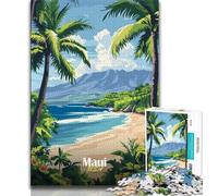 Puzzles de 1000 pièces avec Affiche de Plage de Maui pour Adolescents, Cadeaux, Jeu de Quiz, décoration Murale, Cadeaux Uniques d'anniversaire et de Noël 38x26cm