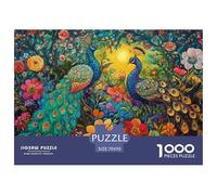Puzzles de 1000 pièces avec des Fleurs de paons colorées, étanche, Cadeaux, Puzzle de décoration pour la Maison Stimulant et Stimulant
