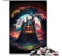 Puzzles de 1000 pièces avec Paysage de château Fantastique pour Adultes, Cadeaux, Jouets éducatifs et Jeux en Famille avec Affiche et fiche de Questions-réponses (26x38cm)
