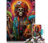 Puzzles de 1000 pièces avec têtes de Mort colorées pour Adolescents, Jeux éducatifs et décoration d'intérieur, idéal comme Cadeau pour Toute la Famille (50x75cm)