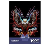 Puzzles De 1000 Pièces Bald Eagle with Guns Puzzle Adulte Jeu Manuel Défi Difficile Interaction Parent-Enfant 70x50cm/1000pcs