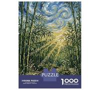 Puzzles De 1000 Pièces - Bamboo Forest Path with Starry Sky Puzzles pour Adolescents, Jeu De Réflexion Et Anti-Stress, Idéal en Cadeau pour Toute La Famille 52x38cm/1000pcs