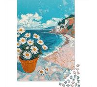 Puzzles De 1000 Pièces Beach Daisy Bouquet Puzzles pour Adolescents - Anti-Stress - Entraînez Votre Cerveau Et Votre Dextérité - Jouets Éducatifs 70x50cm/1000pcs