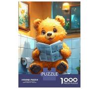 Puzzles De 1000 Pièces Bear Reading Newspaper on Toilet Poster, Picture, Metal Print, Paint by Melvina Poole Puzzles Pour Adultes - Course De Vitesse - Stimule Le Cerveau - Jeu Au Design Élégant 38x26