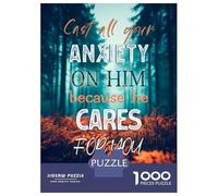 Puzzles De 1000 Pièces Bible Verse - Cast Your Anxiety Puzzles pour Adultes - Jeu De Réflexion - Améliore La Mémoire - Cadeaux Uniques pour Un Anniversaire Ou Noël 70x50cm/1000pcs