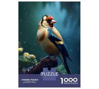 Puzzles De 1000 Pièces Bird Goldfinch in Rain Puzzles pour Adultes, Jouet, Décoration Murale, Course De Vitesse Manuelle, Cadeaux Uniques pour Anniversaire Et Noël 38x26cm/1000pcs