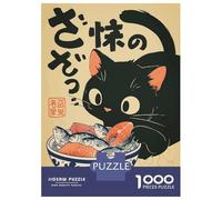 Puzzles De 1000 Pièces Black Cat and Bowl of Fish Puzzles pour Adultes - Jeu Familial Amusant, Difficile Et Stimulant - Jeu Éducatif Familial 70x50cm/1000pcs