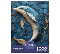 Puzzles De 1000 Pièces Blue and Gold Dolphin Art Puzzles pour Adolescents Améliorent La Mémoire Difficiles Et Stimulants Casse-tête Jeux De Société en Famille 52x38cm/1000pcs