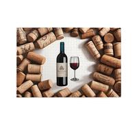 Puzzles de 1000 pièces BROLEO avec bouchon de vin - Puzzles éducatifs intellectuels en bois - Puzzles amusants pour soulager le stress