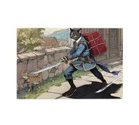 Puzzles de 1000 pièces BROLEO Chat portant une épée Impression éducative intellectuelle en bois Puzzles amusants Puzzles anti-stress