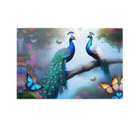 Puzzles de 1000 pièces BROLEO Deux paons colorés Impression éducative intellectuelle en bois Puzzles amusants Puzzles anti-stress
