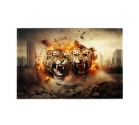 Puzzles de 1000 pièces BROLEO Deux Tigres sur le feu, Puzzles éducatifs intellectuels en bois, Puzzles amusants, Puzzles anti-stress