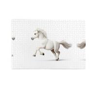 Puzzles de 1000 pièces BROLEO le cheval blanc au galop - Puzzles éducatifs intellectuels en bois - Puzzles amusants pour soulager le stress