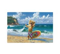 Puzzles de 1000 pièces BROLEO Surf Impression Chien Puzzles éducatifs intellectuels en bois Puzzles amusants Puzzles anti-stress