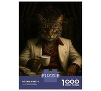 Puzzles De 1000 Pièces - Cat Boss with Money and Cigar Puzzle Casse-tête, Jeu De Réflexion, Décoration Murale, Idéal comme Cadeau pour Toute La Famille 52x38cm/1000pcs