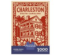 Puzzles De 1000 Pièces - Charleston South Carolina Vintage Puzzle pour Adolescents, Activités Familiales pour Anniversaire, Noël, Cadeaux d'anniversaire Uniques 38x26cm/1000pcs