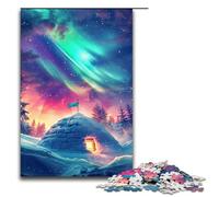 Puzzles de 1000 pièces Châteaux de Glace sous Les aurores boréales pour Adultes Puzzle Impossible Soulagement du Stress pour et Adolescents de 14 Ans et Plus 1000 pièces